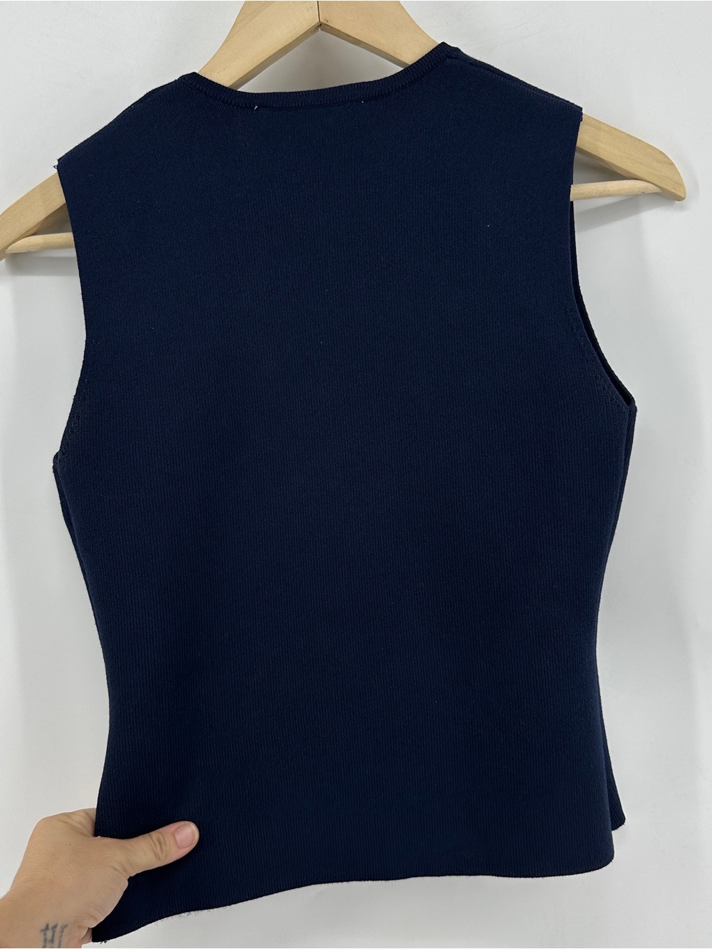 Zara Basic Knit Button Top in Navy Blue - Picture 10 of 10